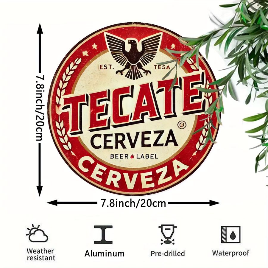 Potdemiel Aluminiumschild TECATE Bier-Logo mit Adlermuster in Rot und Weiß, Breite: 19,81 cm, Höhe: 19,81 cm - Bild 2