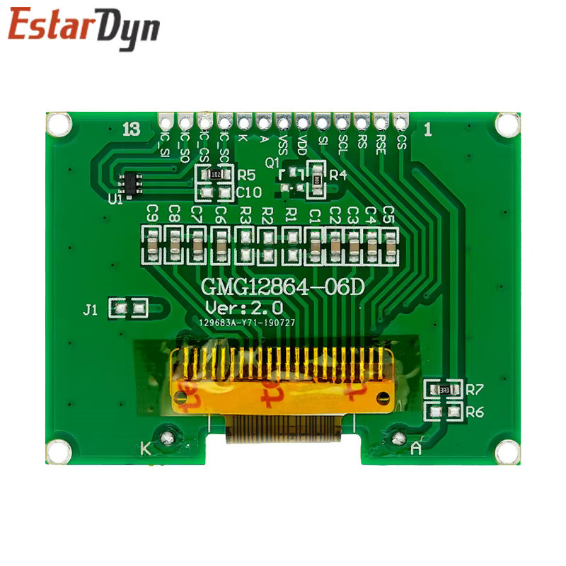 Estardyn LCD-Modul 12864-06D COG Punktmatrix-Bildschirm mit chinesischer Schrift und SPI-Schnittstelle in Grau - Bild 2