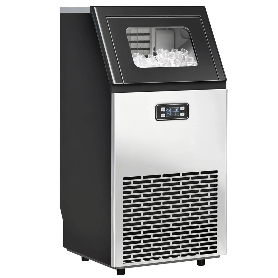 HOMCOM Kommerzielle Eiswürfelmaschine in Silber und Schwarz mit Timer und Eisschaufel, B/T/H: 39 x 37 x 80 cm - Bild 2