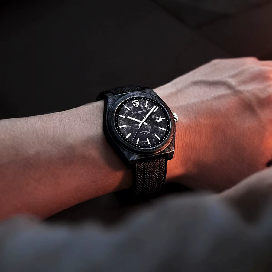 TIME TOKEN Taucheruhr, Automatik, Kohlefaser, 40 mm, Herren, Schwarz - Bild 1
