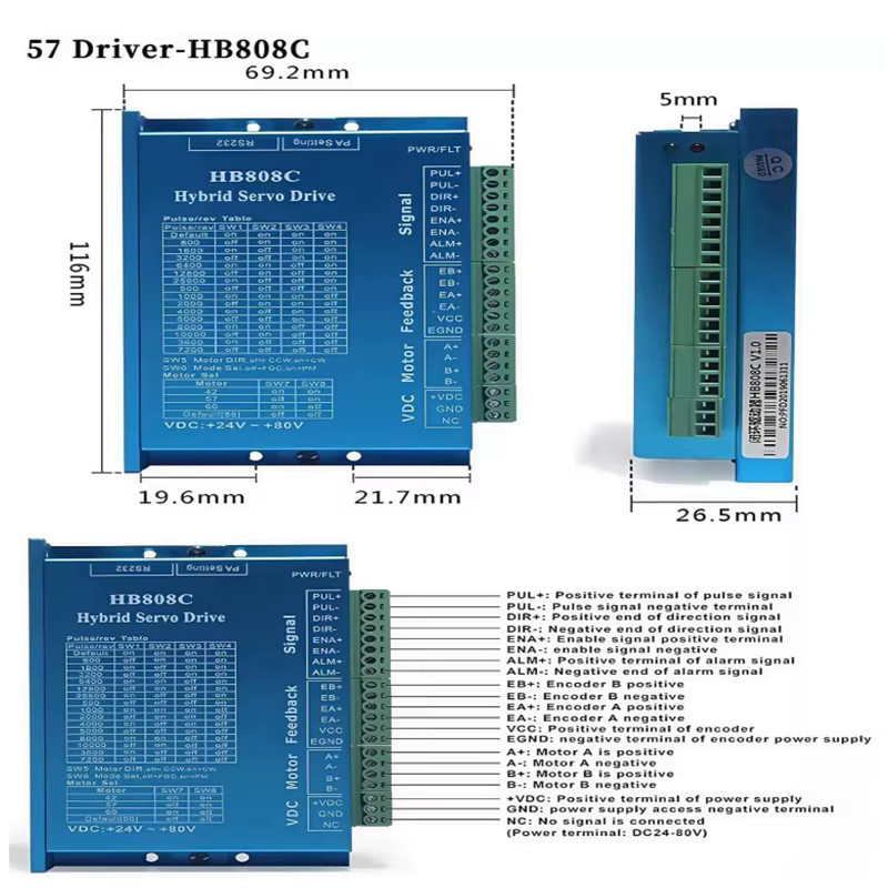 Schrittmotor-Kit mit geschlossenem Regelkreis Nema 23 DSP Easy Servo, 2,2 Nm, 24–80 V DC-Schritttreiber für CNC-Fräser und Gravurmaschinen - Bild 3