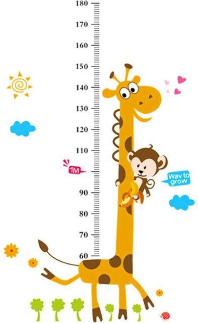 OutsideWorld 4er Set Giraffe Kinder Höhenmesser Wandaufkleber in Orange für Kinderzimmer und Kindergarten - Bild 1