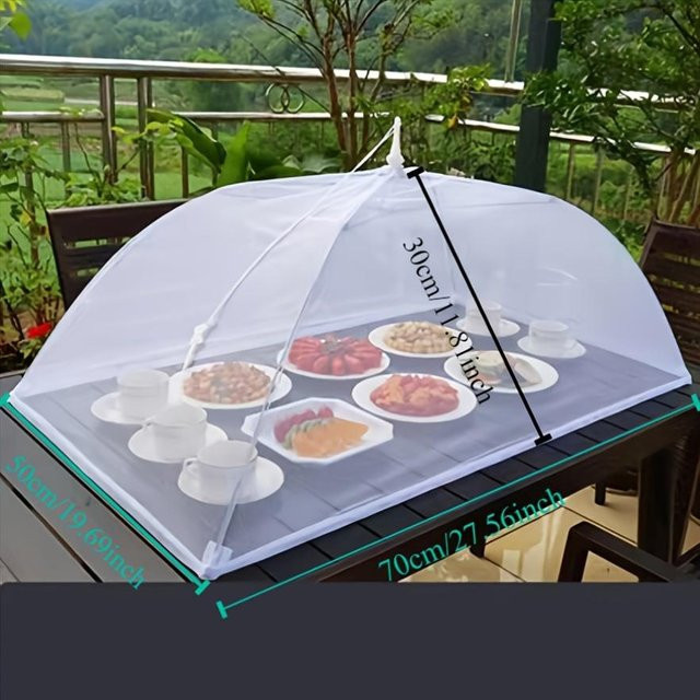 HappyhomeEE Speiseabdeckung aus Netzmaterial für Teller, faltbarer und waschbarer Insektenschutz für Camping und Restaurant, B: 70 cm, T: 50 cm - Bild 1