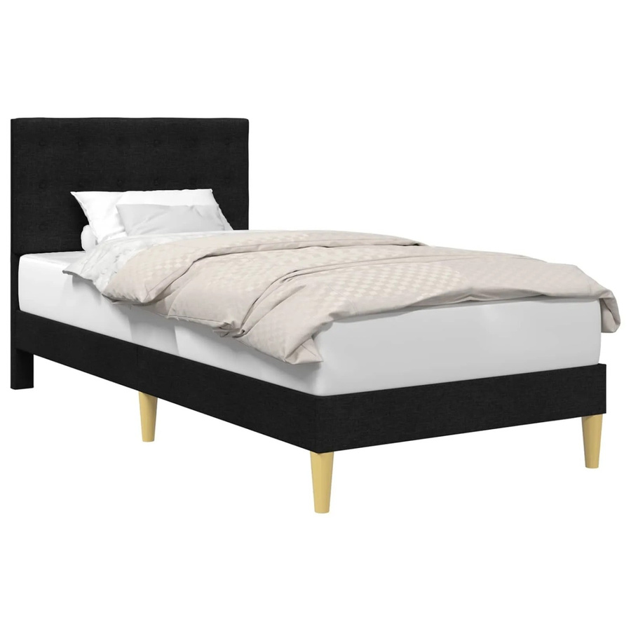 vidaXL Bettrahmen mit Kopfteil in Schwarz aus Stoff und Holz, B/T/H: 100 x 200 x 104 cm - Bild 2