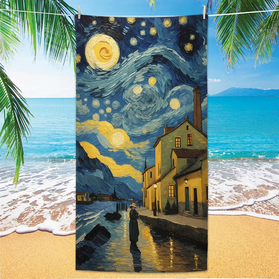 Van Gogh Strandtuch aus Mikrofaser, schnelltrocknend und anti-sand, Farbe: Weiß, B: 30 cm, H: 60 cm - Bild 2