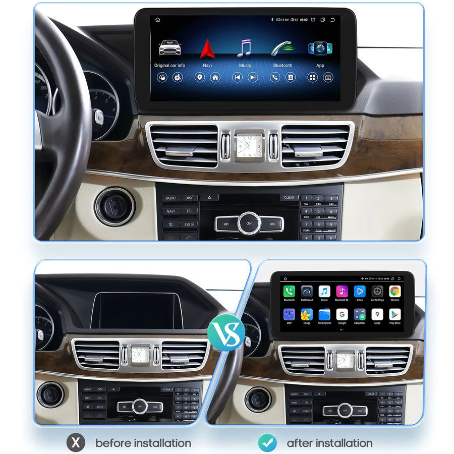 HIZPO Android Autoradio für Mercedes Benz W212 E-Klasse 2009-2016 mit 10,33 Zoll Display, Carplay, 4G und Bluetooth, Schwarz - Bild 4