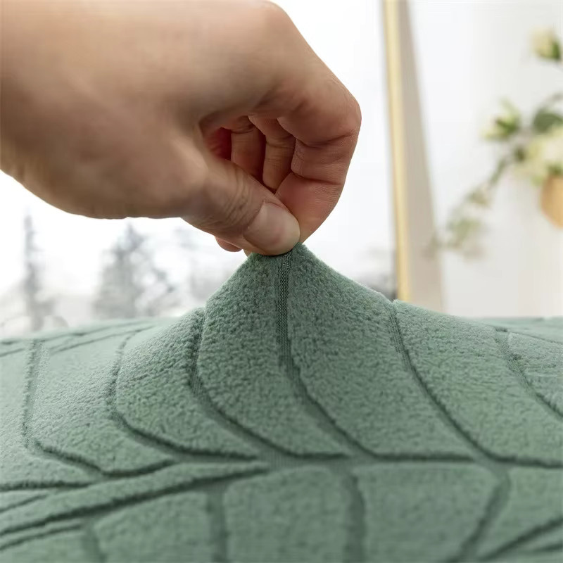 WANERQU Esszimmer Stuhl Abdeckung mit Jacquard-Blattmuster in Grün, elastische Sitzbezüge für Bankettstühle - Bild 4