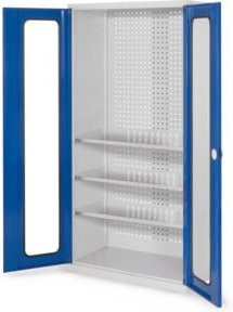 Kappes Werkzeugschrank RasterPlan Mod. 6 mit Sichtfenstertüren, Farbe: RAL 7035/5010, Breite: 500 mm, Höhe: 1000 mm, Tiefe: 500 mm