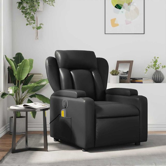 vidaXL Massagesessel mit Vibrationsfunktion und Liegefunktion in Schwarz aus Kunstleder - Bild 2