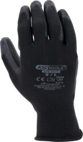 KS Tools Mikro-Feinstrickhandschuhe in Schwarz, Größe 9, mit PU-Beschichtung nach EN 388 - Bild 1