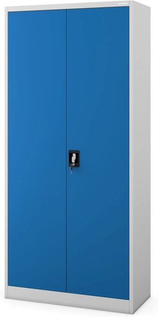 Jan Nowak Aktenschrank aus Metall in Blau-Grau mit verstellbaren Regalböden und Schloss, H x B x T: 195 x 90 x 40 cm - Bild 1