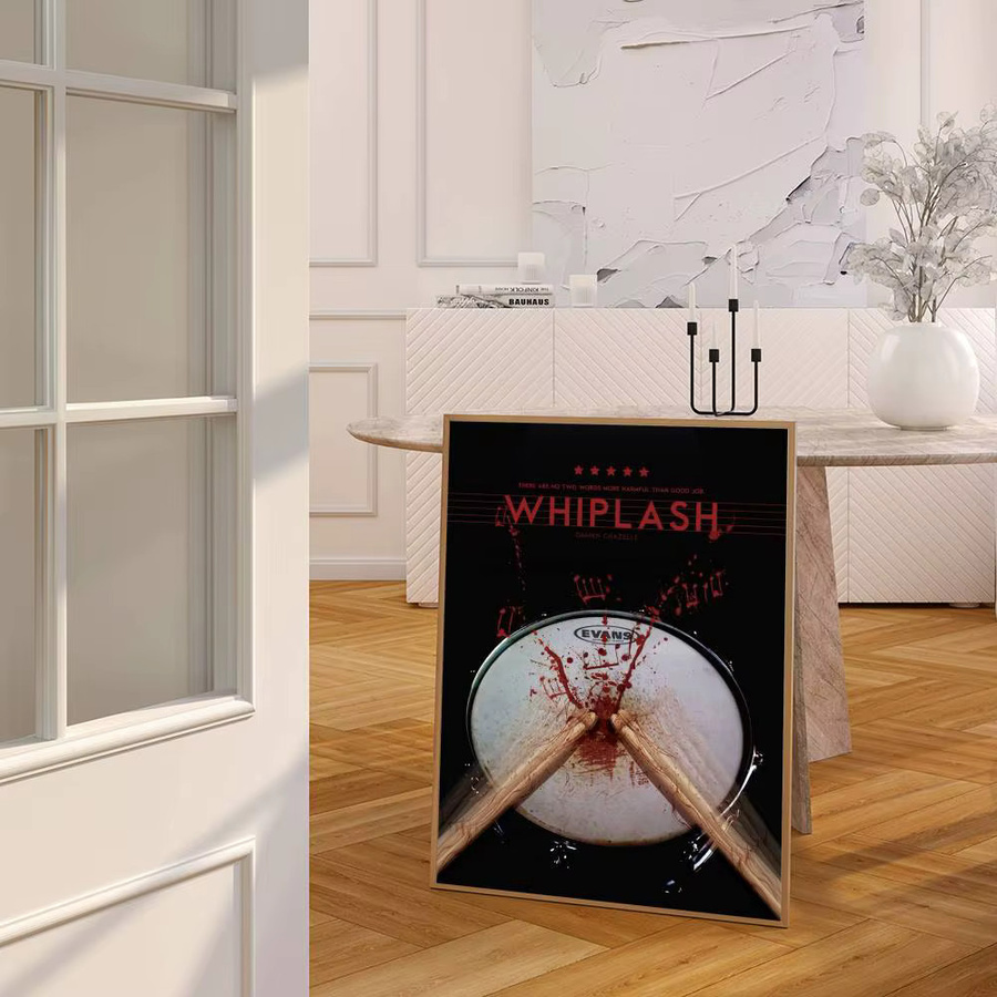 Retro Whiplash Film Poster in Schwarz-Weiß als grafisches Kunstwerk für deine Wanddekoration - Bild 4