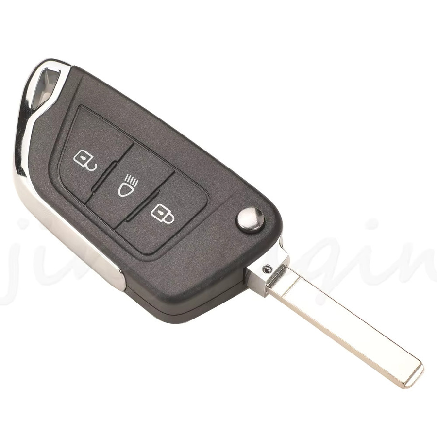 Jingyuqin Modifizierte Klapp-Fernbedienungs-Autoschlüsselhülle für Peugeot und Citroen in Schwarz mit 2/3 Tasten und Schlüsselklinge Ce0536/0523 HU83 VA2 - Bild 1