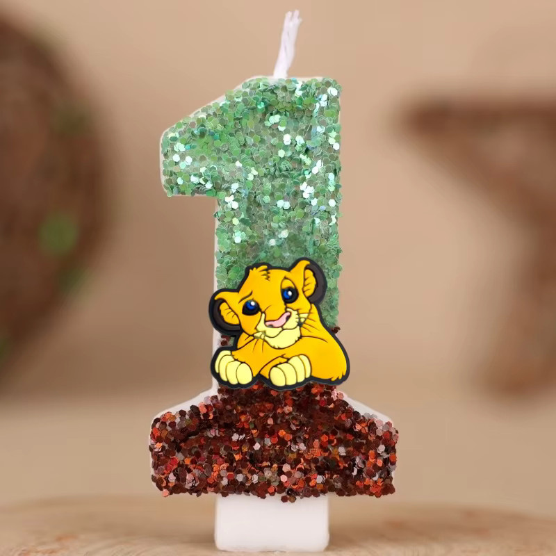 Potdemiel Digitale Geburtstagskerze Simba Der König der Löwen Motiv für Kinder Kuchen Dekoration, Mehrfarbig - Bild 1