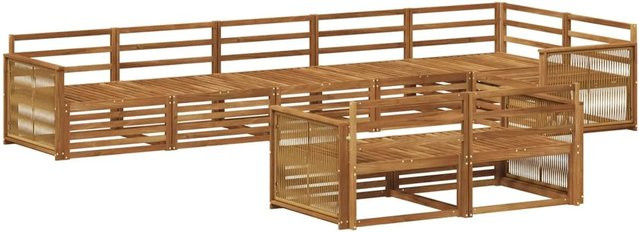 vidaXL Outdoor-Sofagarnitur aus Akazienholz in Braun, 8-teiliges Set mit Ecksofa, Mittelsesseln und Armlehnen - Bild 1
