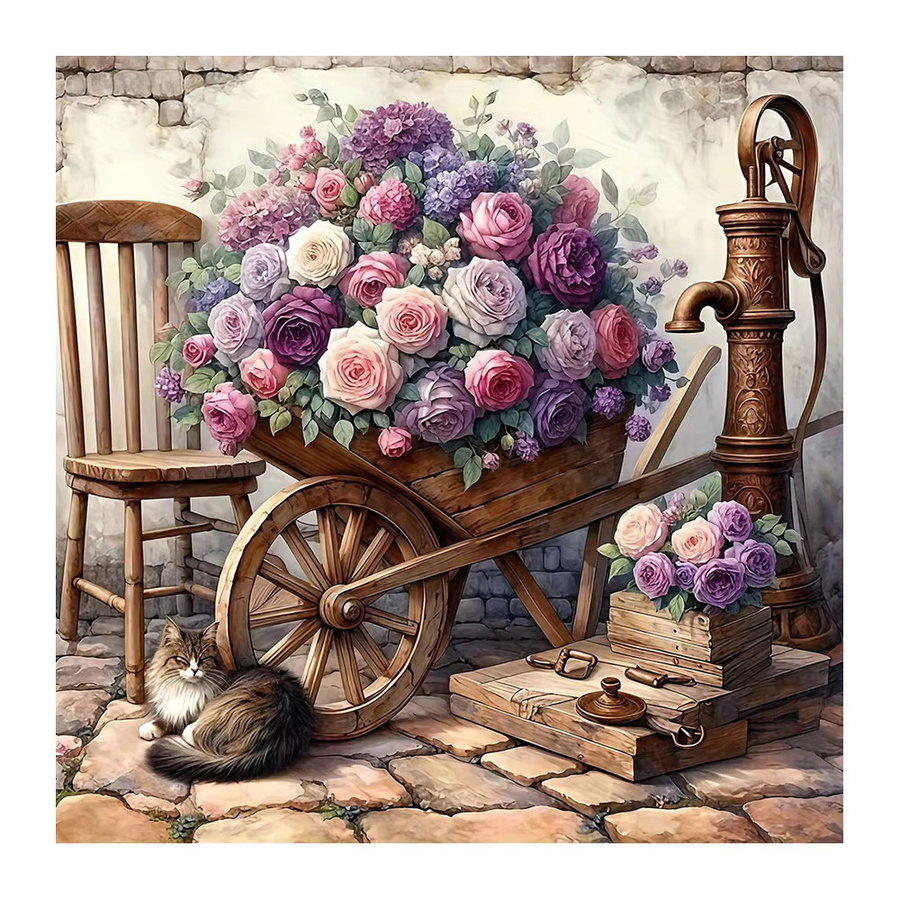 EverShine DIY Diamantmalerei Rose und Katze als 5D Mosaik Wanddeko in Multicolour, B/H: 20 x 20 cm - Bild 4