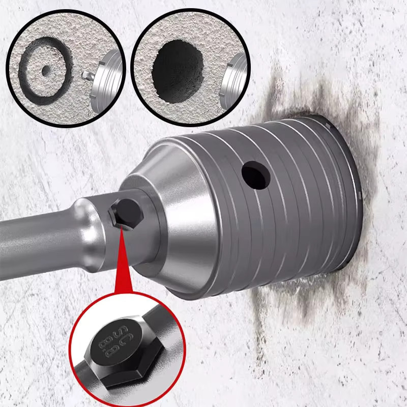 LIDIAO SDS Plus Betonbohrer Set in Silber für Elektrohammer und Zementschneider, Durchmesser 30–120 mm - Bild 2