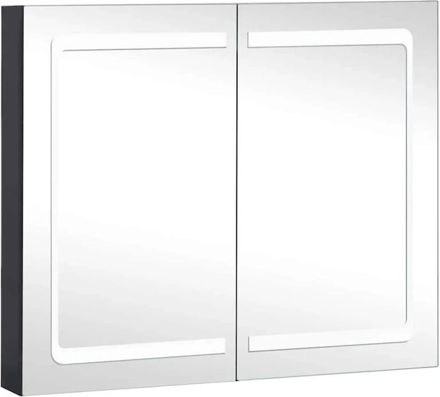 vidaXL LED-Spiegelschrank für das Badezimmer in Anthrazit mit integrierter Beleuchtung und internen Regalen, B/T/H: 80 x 12,2 x 68 cm - Bild 1