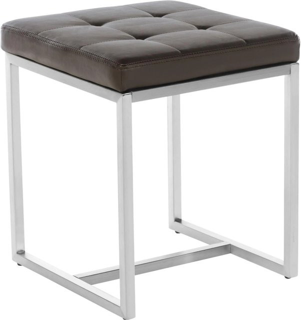 DELUKE Sitzhocker VELAN Polsterhocker aus Kunstleder in Braun, B/T/H: 40 x 40 x 48 cm - Bild 1