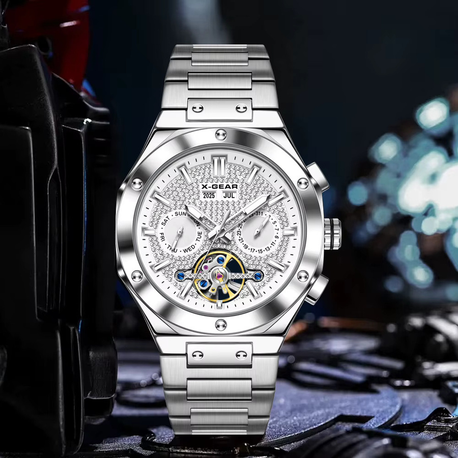 X-GEAR Armbanduhr Automatik, Edelstahl, Diamant, Herren - Bild 5