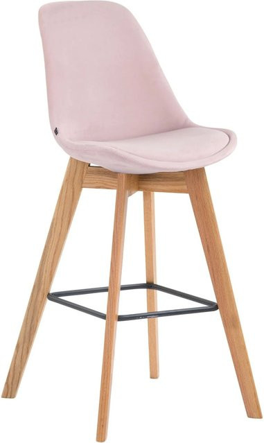 DELUKE GIKAR Barhocker aus Samt in Pink mit Lehne, moderner Barstuhl für Küche und Wohnzimmer, B/T/H: 48 x 56 x 112 cm - Bild 1