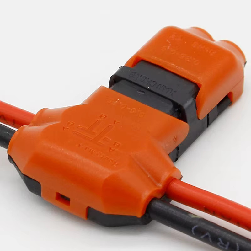 ELECAPITAL 5er Set Universal Compact T-Shape Leiter Terminal Block mit Hebel, 2 Pin 2 Weg, 10A 300V, Orange - Bild 2
