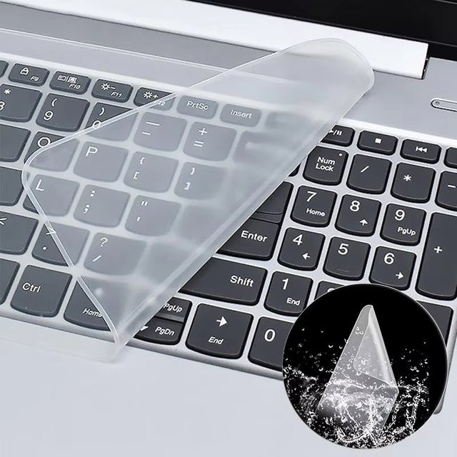 VORTNGLE Universelle Tastaturschutzfolie aus Silikon für Laptops und Notebooks von 13 bis 17 Zoll, transparent, wasserdicht und staubdicht - Bild 1