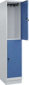 C+P Doppelstock-Spind Classic PLUS mit Sockel, 1 Abteil, Fernblau RAL 5023, H x B x T: 195 x 40 x 50 cm - Bild 1
