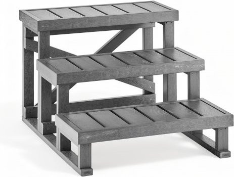 VEVOR Hot Tub Steps 3-stufige Spa Treppe aus Kunststoff in Grau, Breite: 70 cm, Tragkraft 160 kg - Bild 1