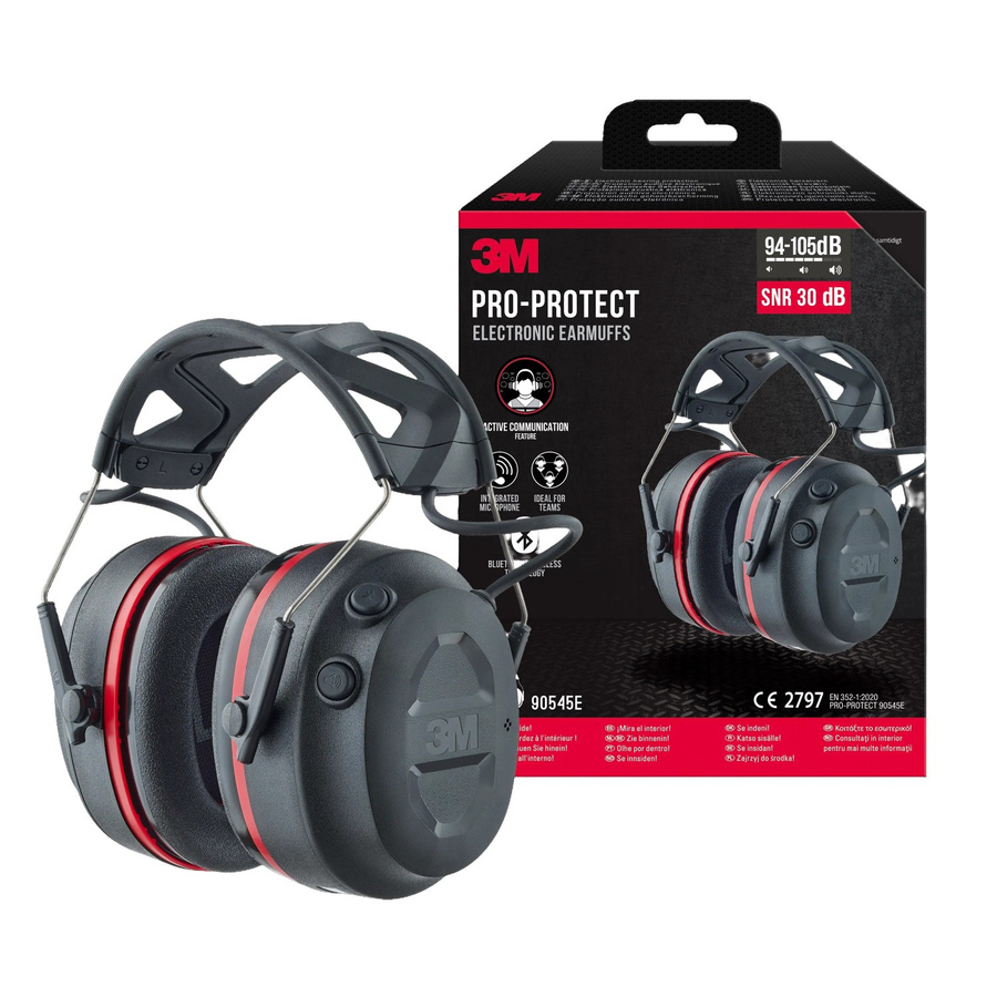 3M Pro Protect Bluetooth Kapselgehörschutz, Schwarz-Rot, SNR 30 dB - Bild 2