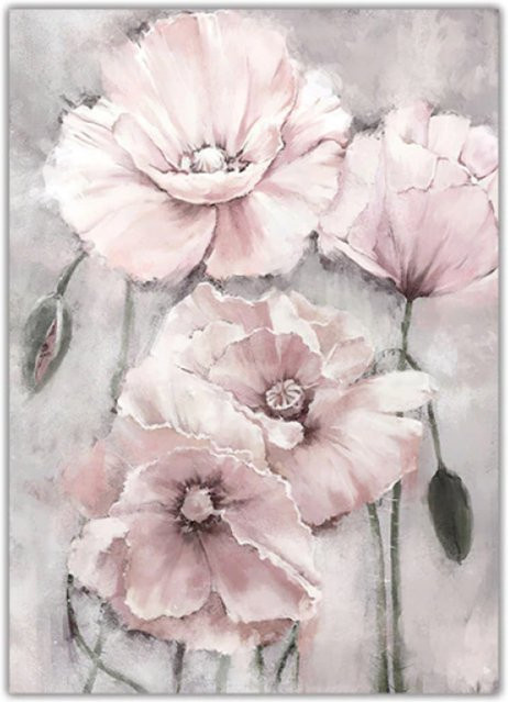 TPFLiving Luxus Poster Leinwand Blumen in Rosa und Weiß, 3 Motive, Modell TPFL-LW-35-MOT535-3, B: 40 cm, H: 50 cm - Bild 1