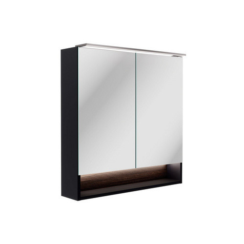 Fackelmann Badmöbel-Set B.Paris in Schwarz/Rigoletto mit Spiegelschrank, Glaswaschbecken und LED-Beleuchtung, Breite: 70,5 cm - Bild 2
