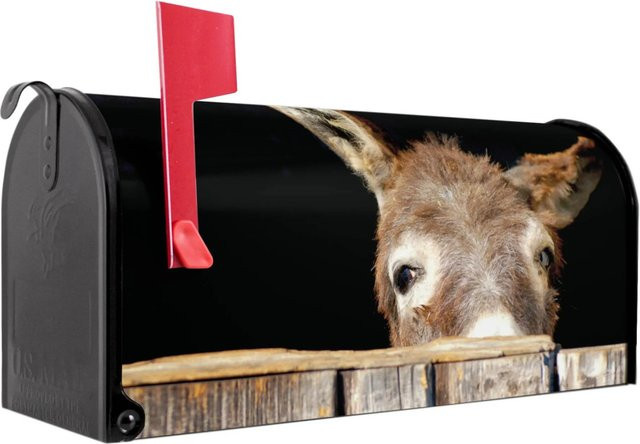 Banjado Amerikanischer Briefkasten mit Esel Motiv in Schwarz, Stahl pulverbeschichtet, B/T/H: 48 x 22 x 16 cm - Bild 1