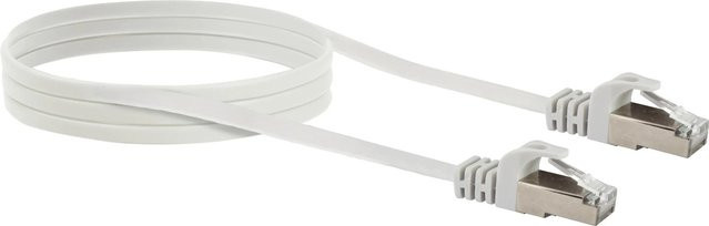 Schwaiger CAT-6 Netzwerkflachkabel U/FTP mit RJ45-Stecker, Ethernet/LAN, Weiß, 3 m - Bild 1