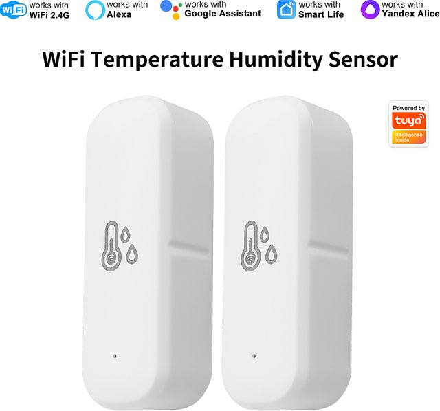 Tuya WiFi Smart Temperatur- und Feuchtigkeitssensor mit Echtzeit-Überwachung und Sprachsteuerung in Weiß - Bild 1