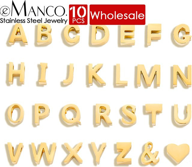 EManco 26-Buchstaben-Anhänger, Edelstahl, Gold, Unisex - Bild 1