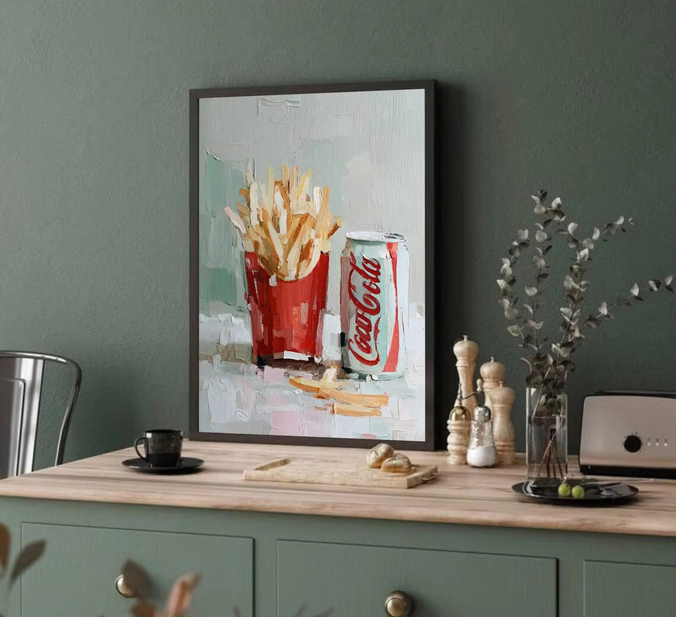 Nostalgische Fast-Food-Wandkunst von SHENCHEN – Retro Abstract Druck in Minz und Rot - Bild 2