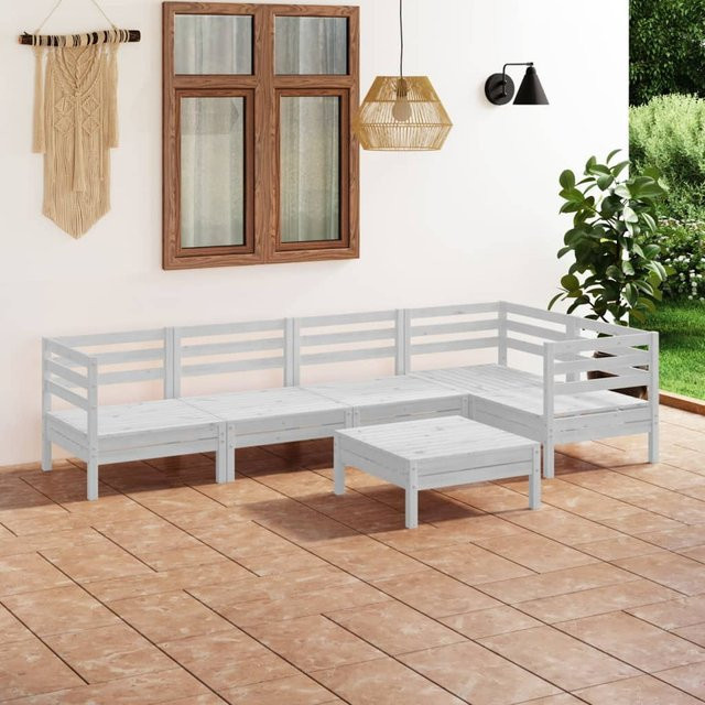 vidaXL 6-tlg. Garten-Lounge-Set aus Kiefer-Massivholz in Weiß - Bild 2
