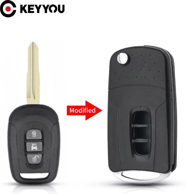 KEYYOU Modifiziertes 3-Tasten-Fernbedienungs-Autoschlüsselgehäuse für Chevrolet Captiva 2006–2009, Schwarz - Bild 1