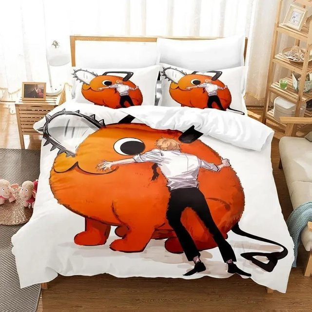 Jinmeige Pochita Chainsaw Man Bettwäsche-Set mit Motiv, Farbe Weiß, B/H: 140 x 210 cm - Bild 1