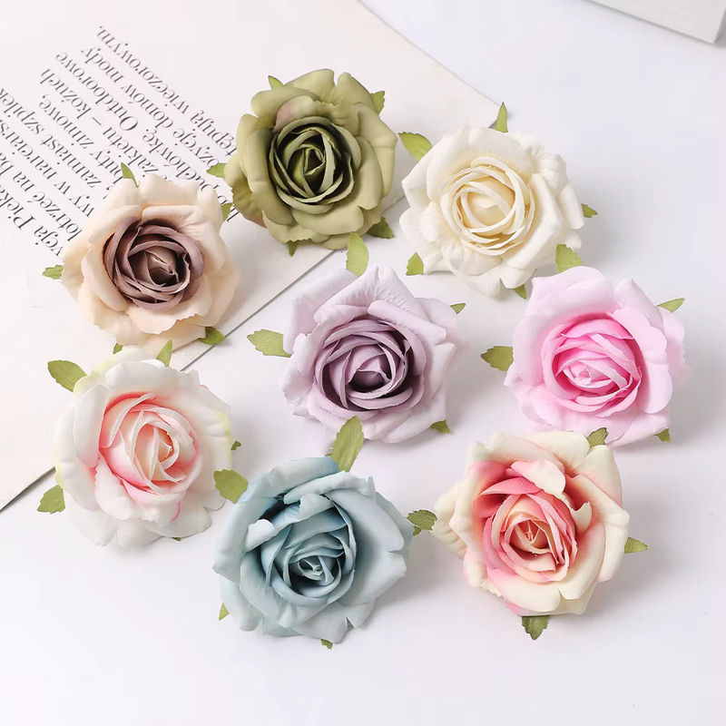 Set aus 5 oder 10 Stück künstliche Rosen aus Seide in Weiß und Mehrfarbig für deine Hochzeits-, Garten- und Partydekoration sowie für DIY-Handwerk und Girlanden - Bild 4