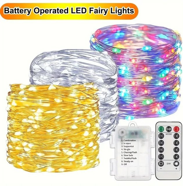 OKAL RED EAST LED Außenbeleuchtung mit Kupferdraht, batteriebetrieben, 8 Beleuchtungsmodi für Garten, Balkon und Dekoration - Bild 1