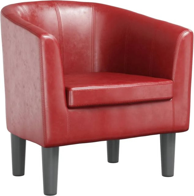 vidaXL Clubsessel in Weinrot aus Kunstleder mit Armlehnen und modernem Design - Bild 1