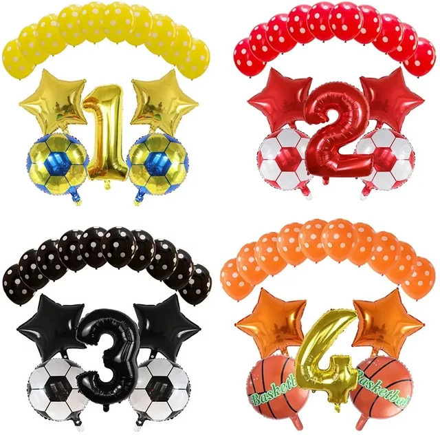 LQVYI Fußball Basketball Luftballons, 15-teiliges Set, Weltfußball Thema - Bild 1