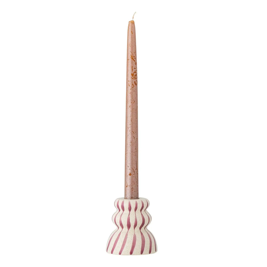 Bloomingville Kerzenhalter Gabin aus Keramik in Lila mit grafischem Muster, Höhe: 8 cm - Bild 1