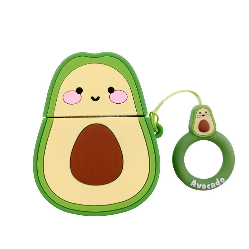 Niedliche 3D Cartoon Avocado Schutzhülle für Apple AirPods 2 in Grün - Bild 3