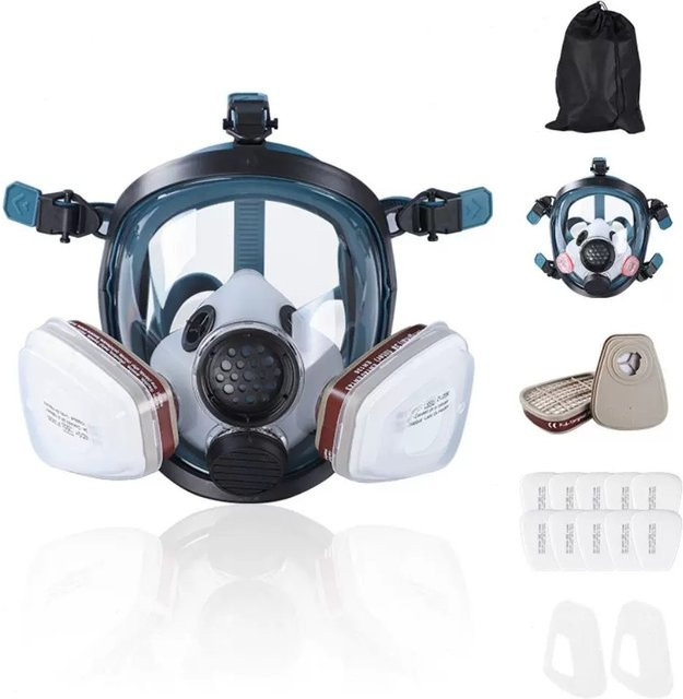 AnruiGe PROTECT Vollgesichtsmaske 6800 mit großem Sichtfeld für chemischen Brandschutz gegen Säure- und Alkalgas, sprühlackiert - Bild 1