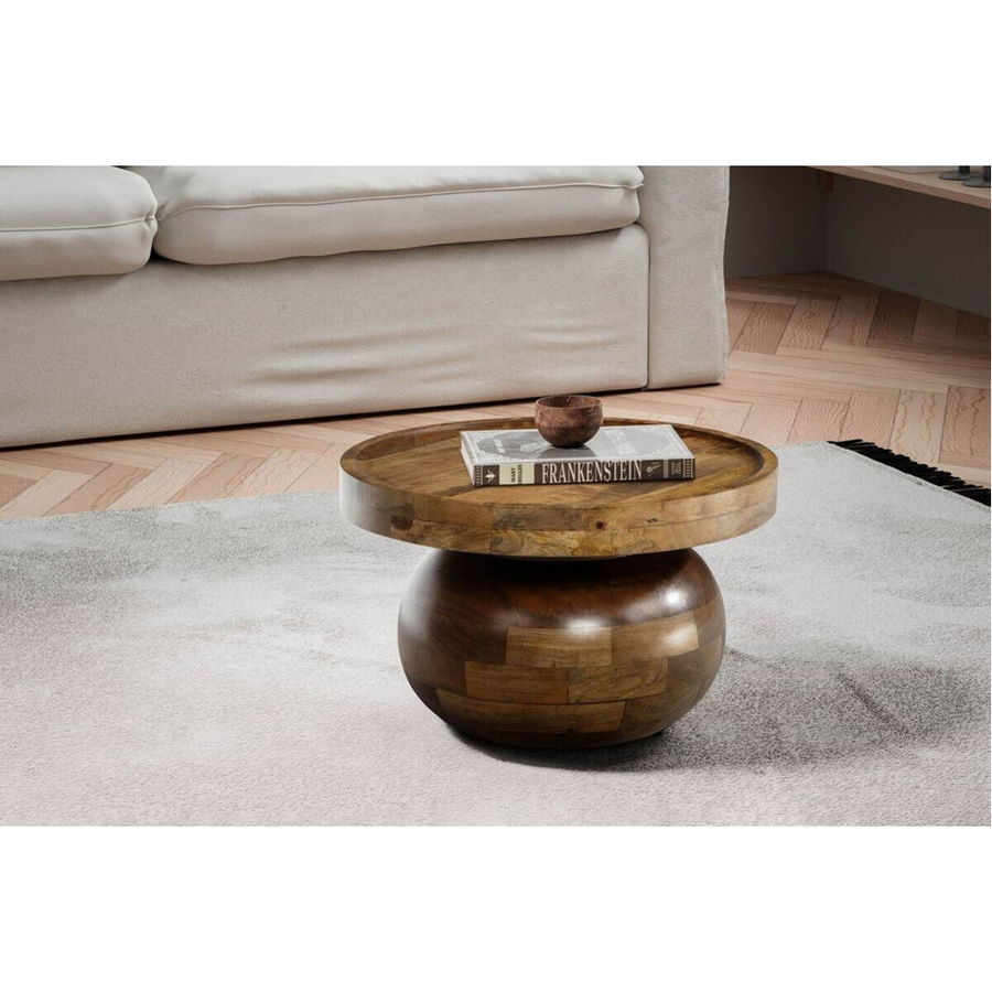 Wohnling Couchtisch aus Mango Massivholz in Braun, B/T/H: 50 x 50 x 30,5 cm - Bild 2