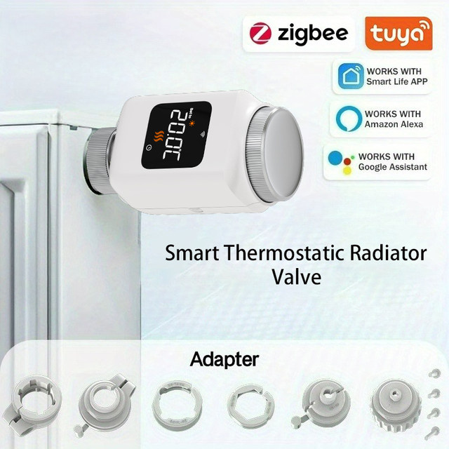 Tuya Zigbee Smart Home Thermostat mit App-Steuerung und WiFi für dein Heizkörperthermostatventil in Weiß - Bild 1