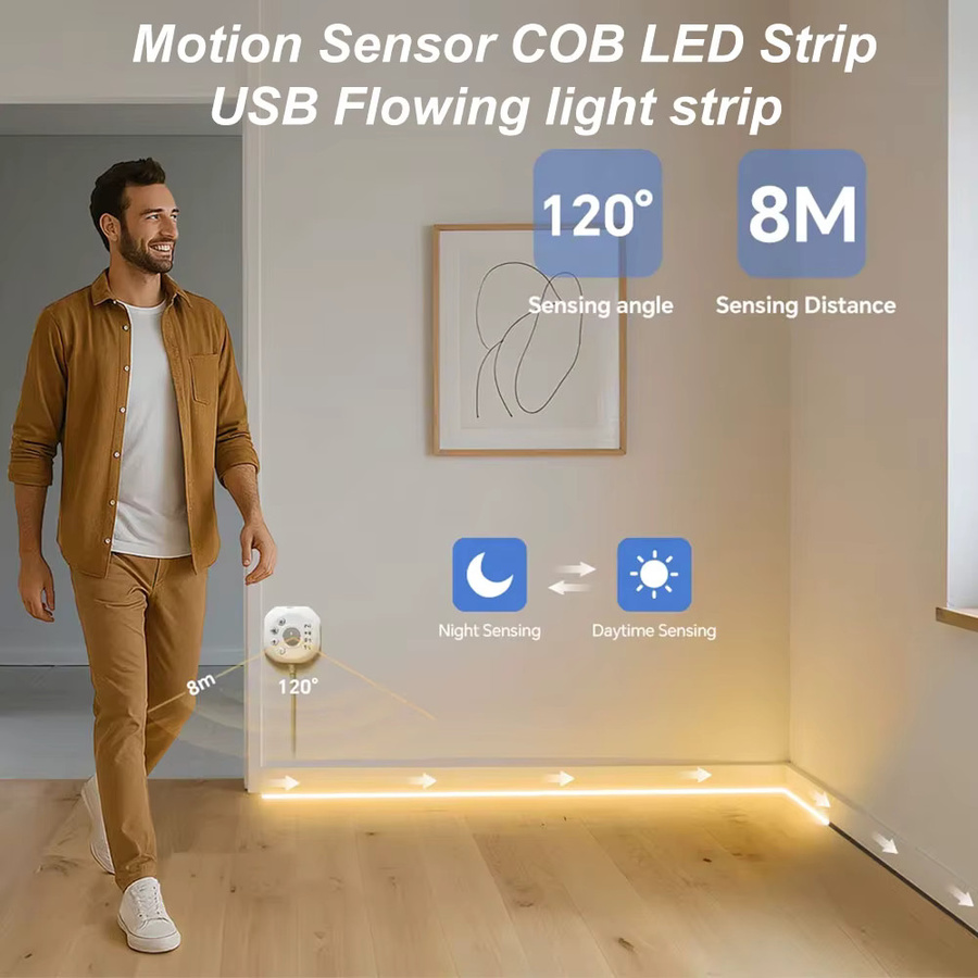 Acosh Neon USB-betriebener COB LED-Streifen mit Bewegungssensor in Warmweiß für Schränke und Schlafzimmer - Bild 3